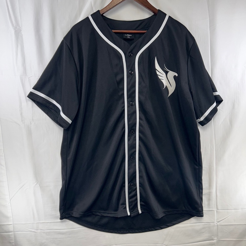 Illenium Baseball Jersey Mens XXL Black Phoenix Logo Embroidered EDM Rave Gear